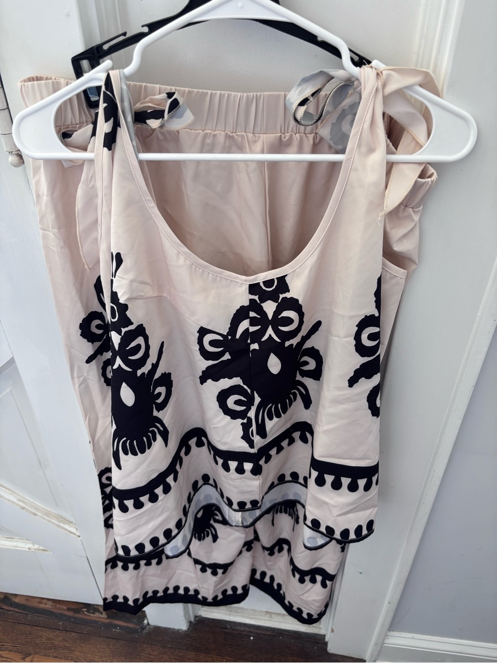 Womens Cream Maxi Skirt with Black Embroidered Motif - Picture 4 of 5